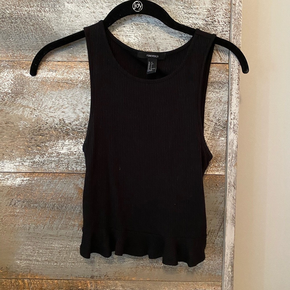 black forever 21 tank with ruffle on bottom